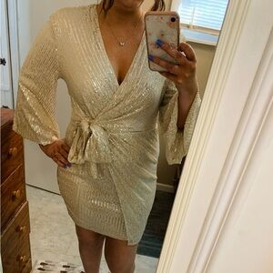 XL Gold Sequined Mini Dress